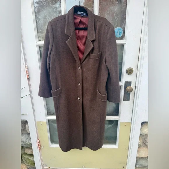 VTG Long Brown Overcoat sz Medium - Picture 11 of 12